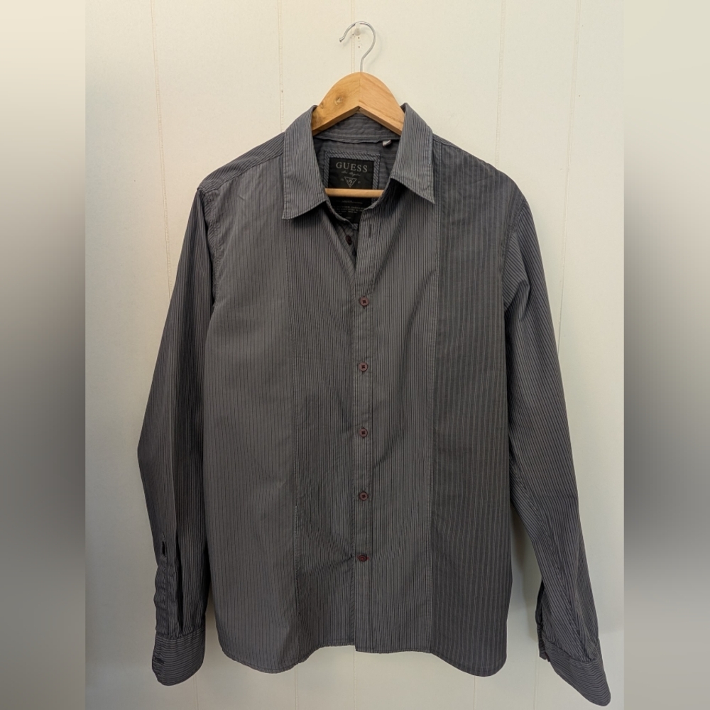 GUESS Men's Black Striped Shirt